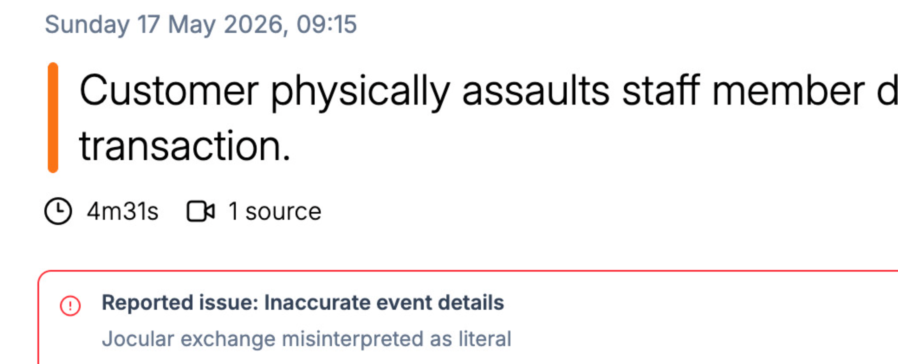 Example of factually incorrect event