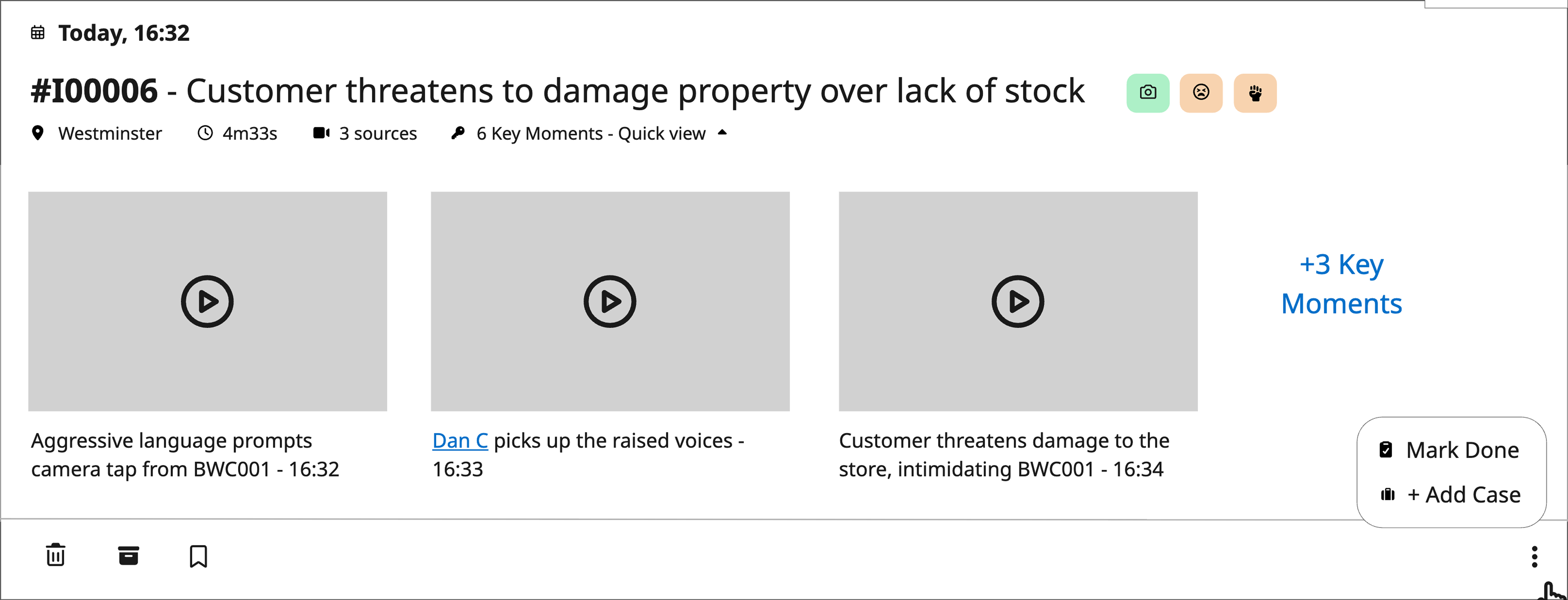 Early wireframes emphasising key moments structure on the event card