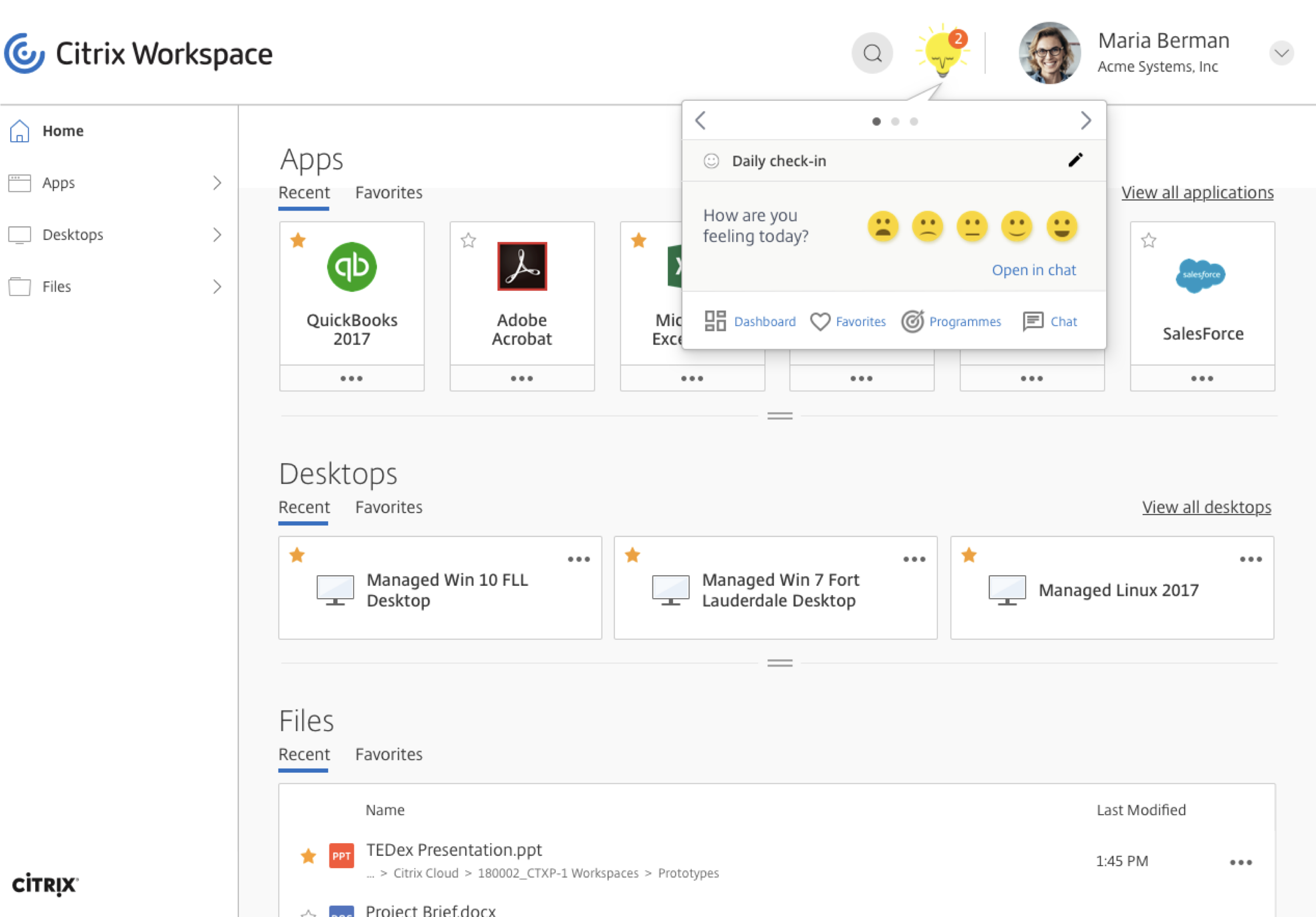Finished DONA check-in prompt shown in situ within Citrix Workspace