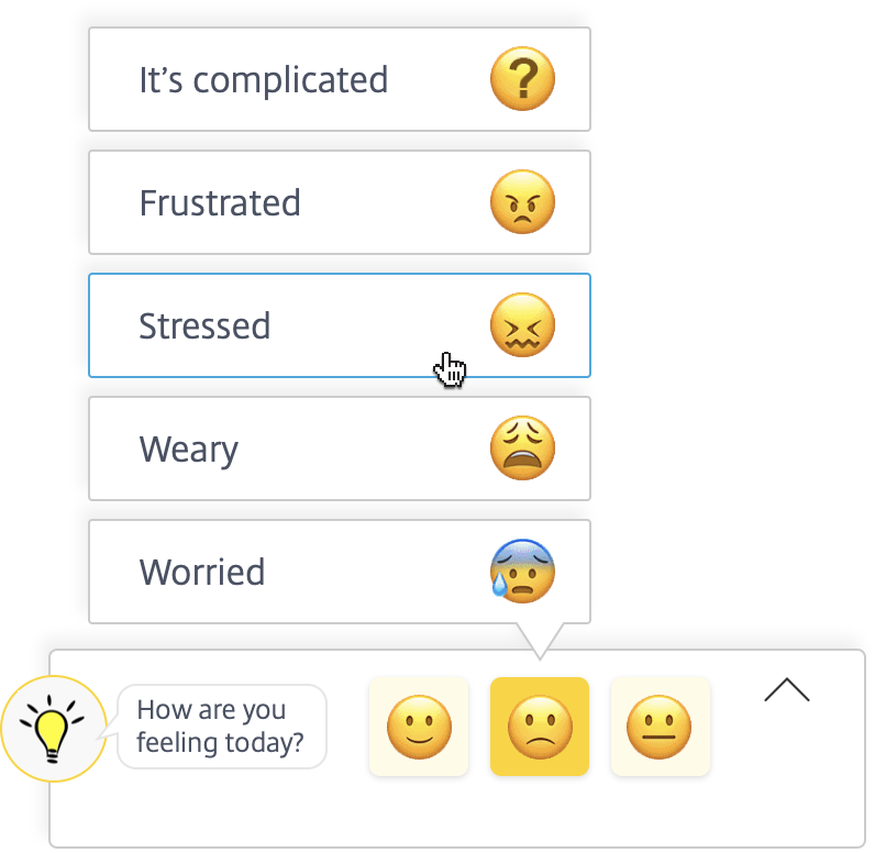 Check-in prompt with refined emoji choices