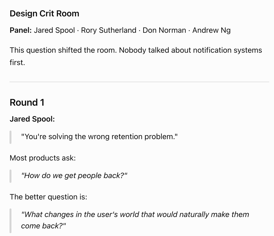 Round 1 of a design crit conversation
