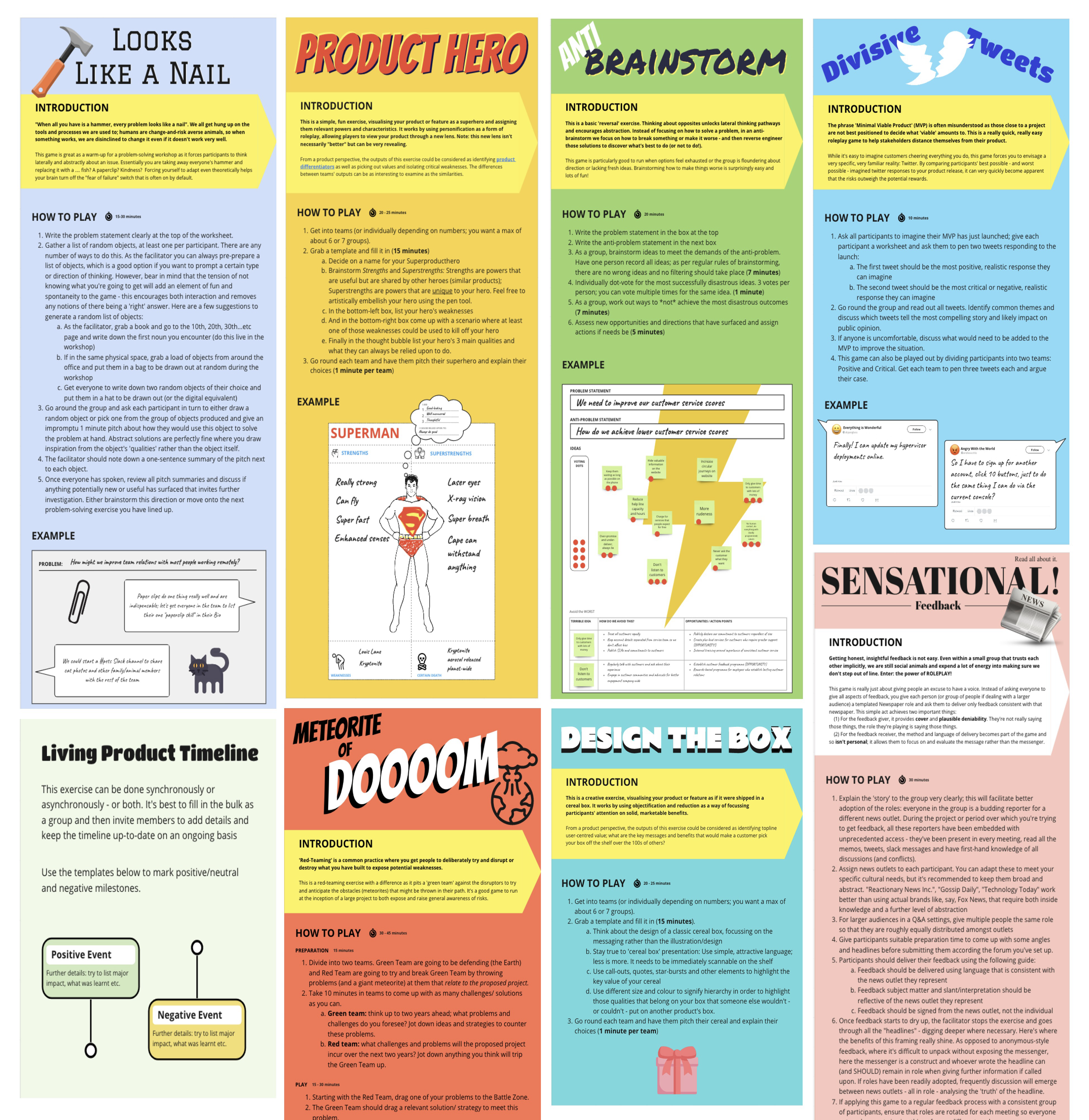 Collection of playful product strategy activities and games