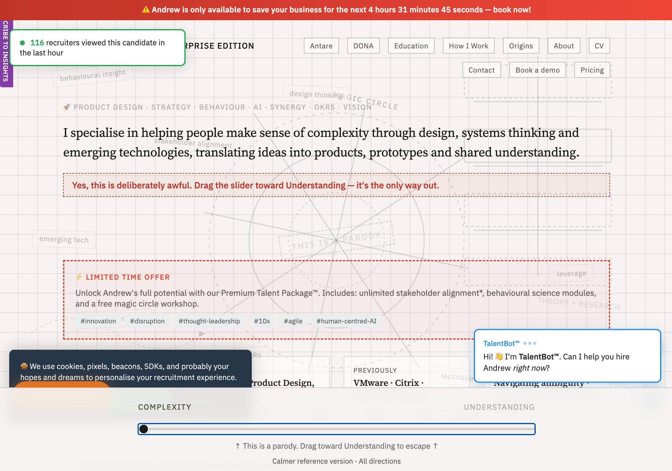 Homepage chaos-to-clarity concept - early scaffolding